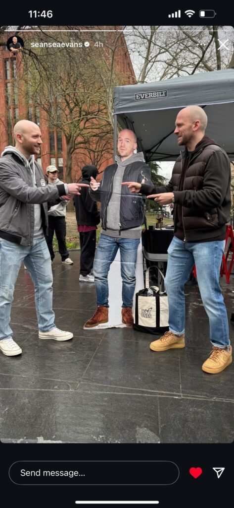 Sean Evans and Lookalike Contest winner Jeff