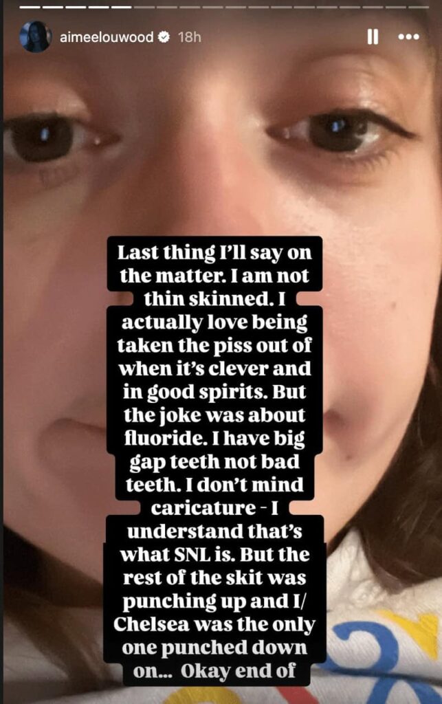 Image of Aimee Lou Wood on her Instagram Story.