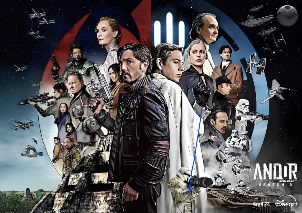 promotional image of the whole cast of Andor from Disney+