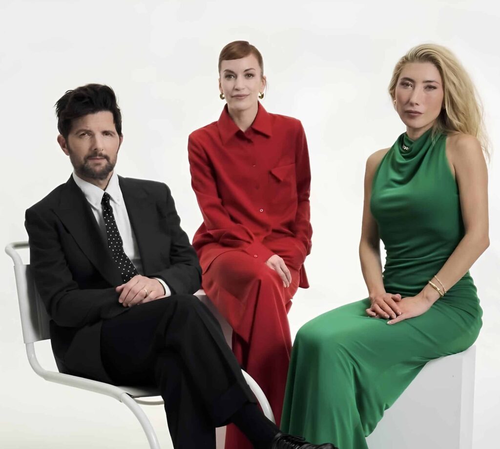 image of the three main cast members of the apple tv+ show Severance