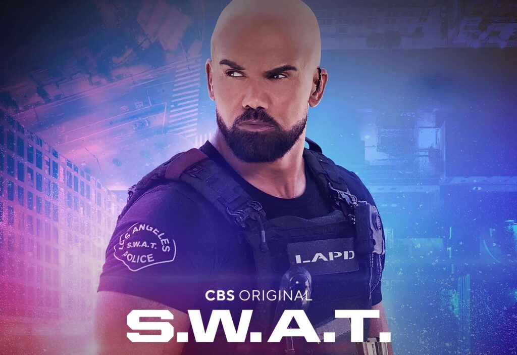 Promotional image from the CBS show S.W.A.T with Shermar Moore in his LADP uniform