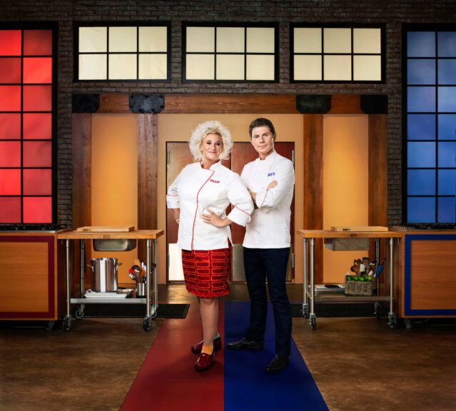 Bobby Flay and Anne Burrell courtesy of Food Network