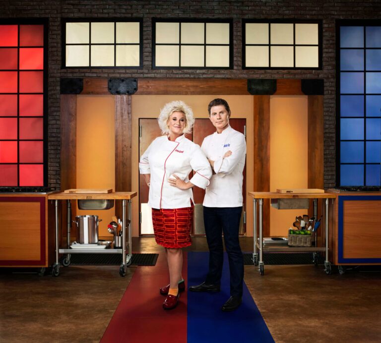Bobby Flay and Anne Burrell courtesy of Food Network