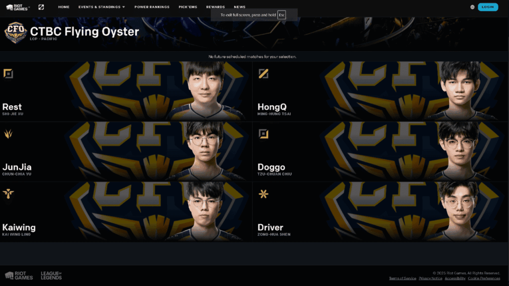 MSI CTBC Flying Oyster Roster