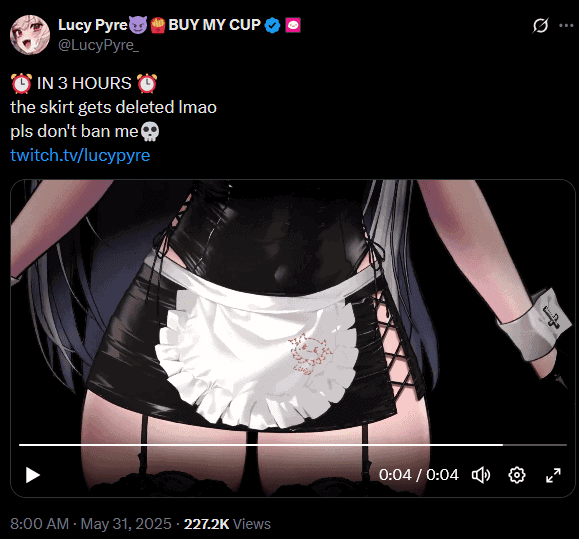 Vtuber Lucy Pyre post on X - Screenshot courtesy of Michelle Kitz
