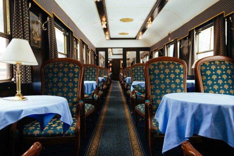 scenic train getaways - luxury train dining car