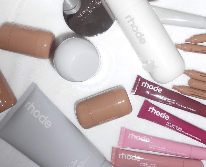 Hailey Bieber's skincare brand rhode product collection screenshotted from rhode instagram