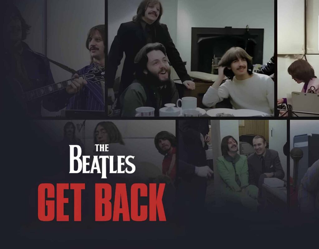 The Beatles: Get Back Docuseries promotional image from Disney+