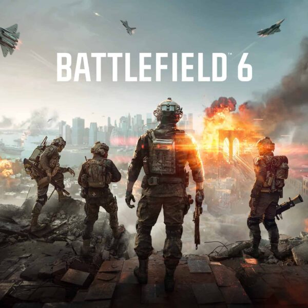 Battlefield 6 title screen showcasing EA Private Sale branding amid dramatic war-themed visuals.