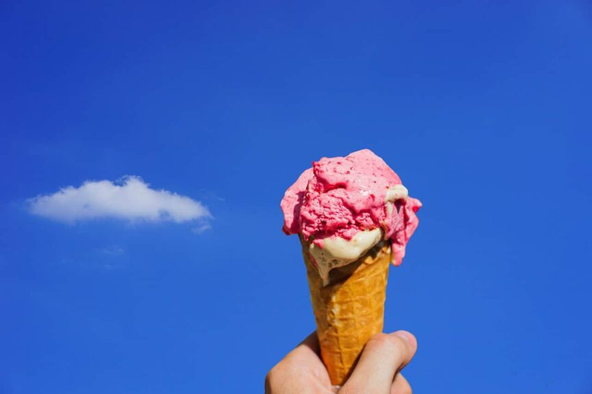 ice cream, milk ice cream, soft ice cream, ice cream cone, waffle, eating ice cream, refreshment, melt, food, cream ice cream, dessert, yummy, ice cream parlor, hand, keep, heaven, nature, clouds, summer, national ice cream day,
