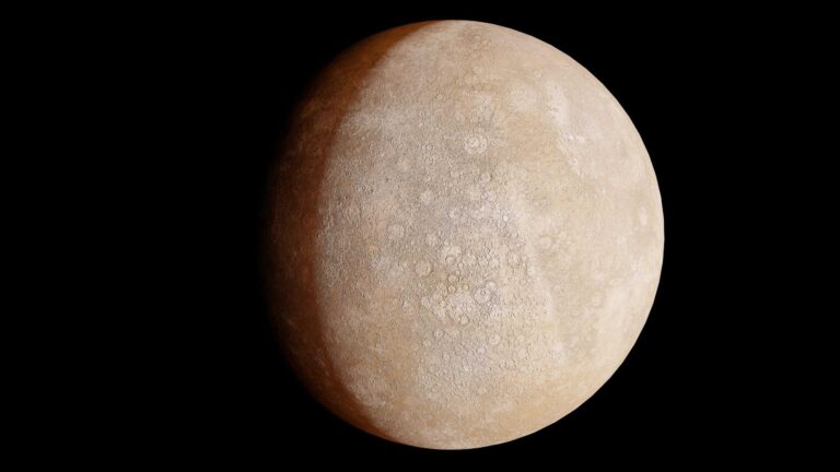 Realistic depiction of the planet Mercury against a black space background. mercury retrograde