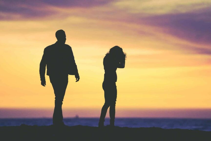 Man and woman silhouette, Self-sabotage