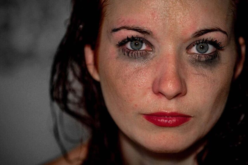 woman, depression, face, smudged makeup, eyes, sad, alone, depressed, lonely, grief, pain, sadness, sad girl, unhappy, girl, female, person, young, portrait. Grunge makeup