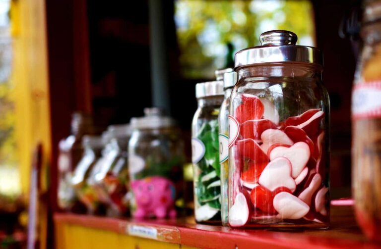 nostalgic treats, candies, jars, candy jars, assorted candies, glass jars, sweets, heart shaped candies, heart candies, fruit jelly, sugar, calories, candies, candies, candies, jars, sweets, sweets, sweets, sweets, sweets, sugar, sugar, sugar, sugar, calories, calories