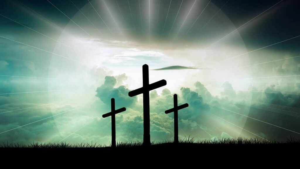 crosses, clouds, faith, christ, god, jesus, sun, light, nature, sky, crucifixion, resurrection, bible, christianity, church, easter, religion, redemption