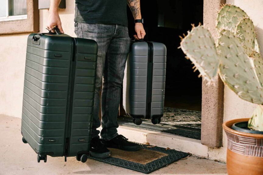 Man coming home from vacation