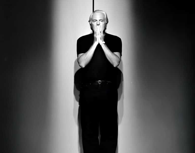 Giorgio Armani, black and white, italian designer, fashion designer