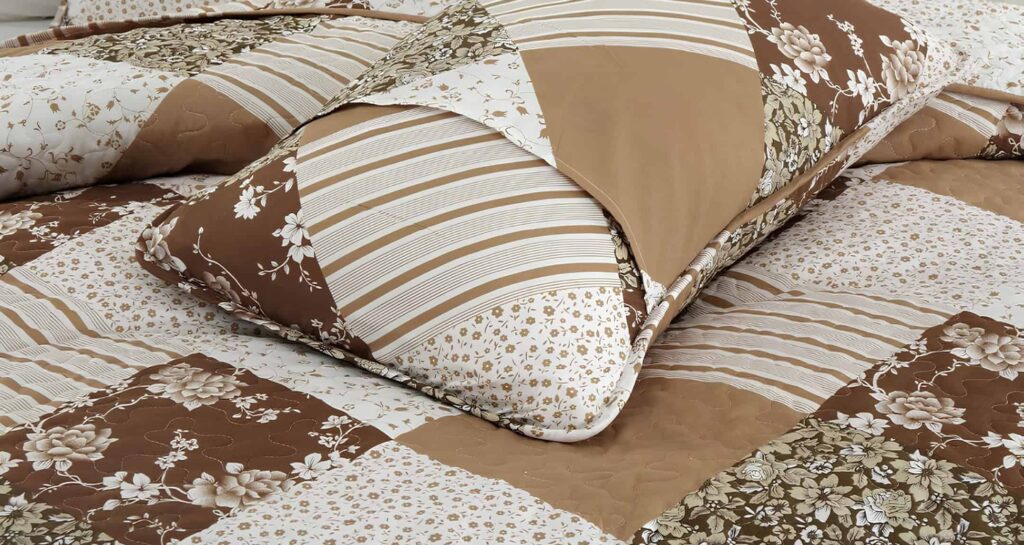 fall quilts brown floral plaid patchwork