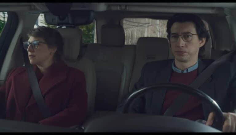 Adam Driver and Mayim Bialik in Father Mother Sister Brother