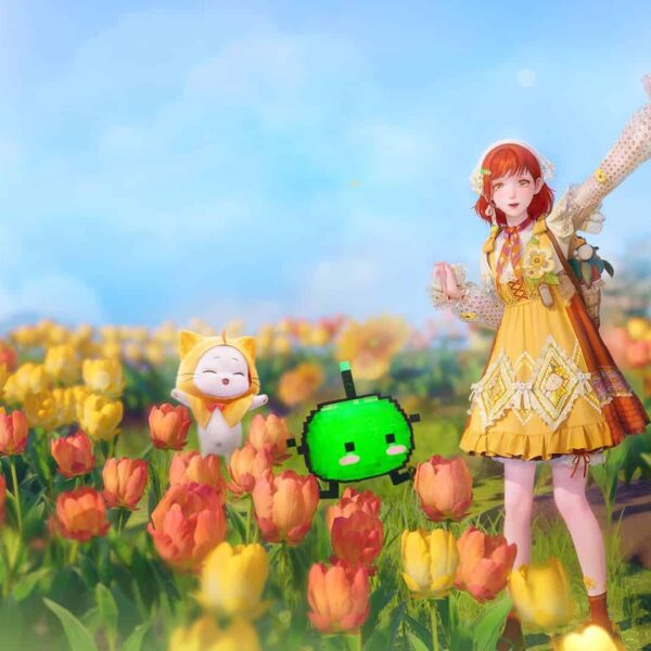 Infinity Nikki - Nikki in a field of flowers near her house