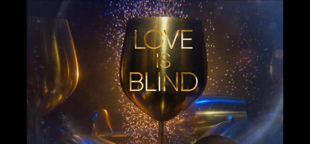 Love Is Blind title screen on Netflix, the dating show returning for Love Is Blind season 11