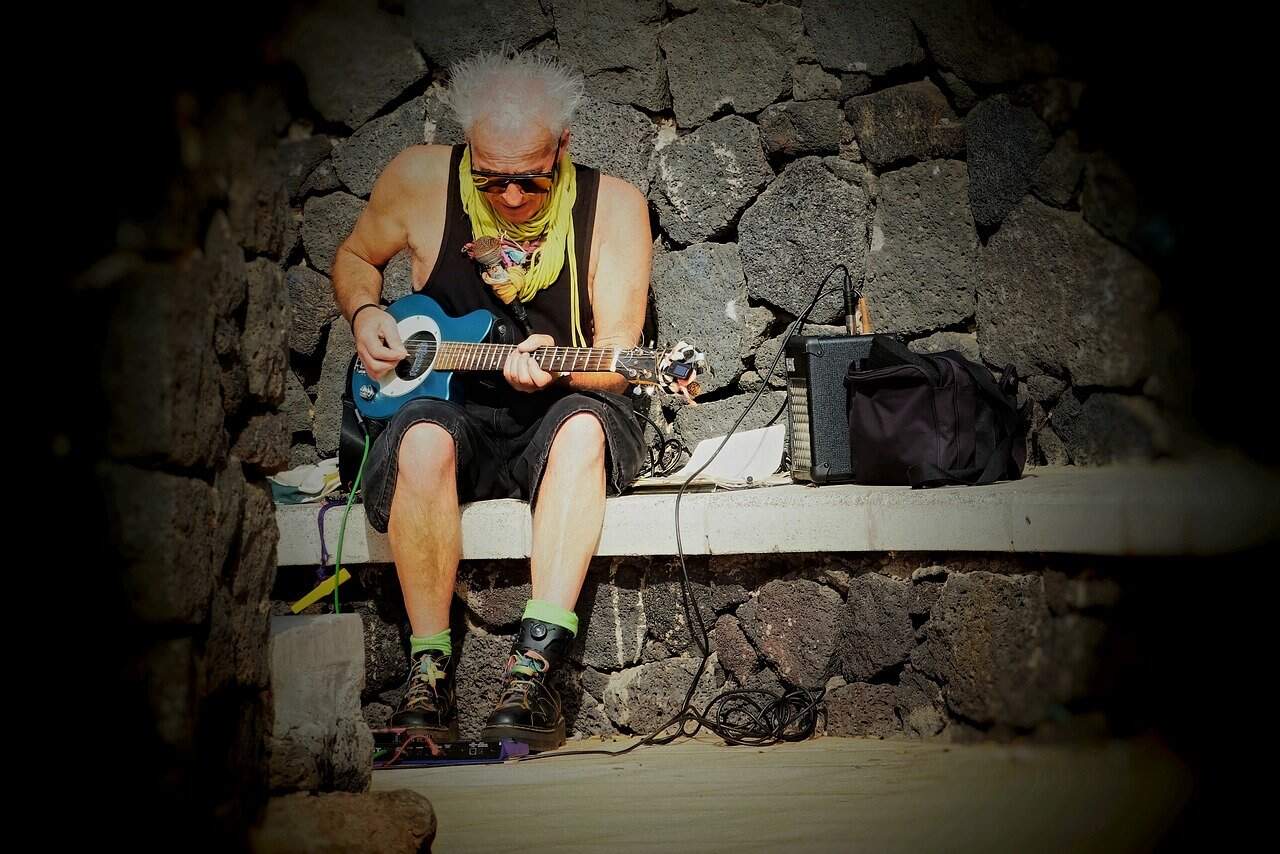 musician, guitar, street musician, busker, guitarist
