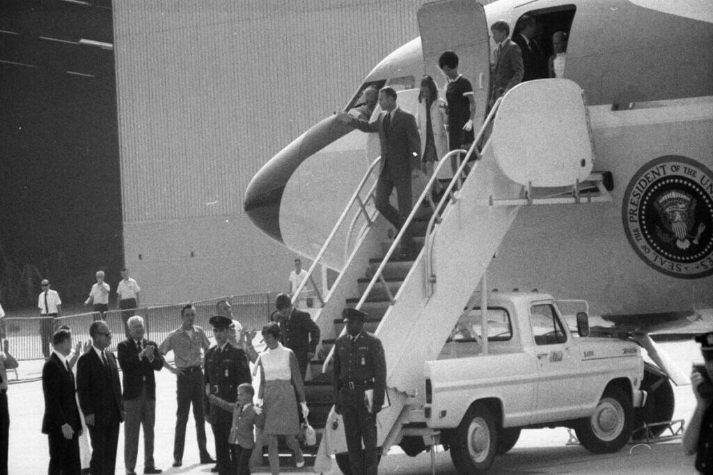 Apollo 11 astronauts Neil A. Armstrong, Edwin (Buzz) Aldrin, and Michael Collins arrive in New York City on August 13, 1969, following their historic return trip from the moon.