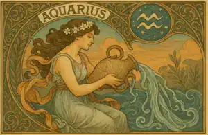 Aquarius zodiac horoscope sign in Art Nouveau style