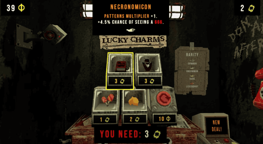 Cloverpit, gambling horror survival game, Panik Arcade, Steam, luck charms, tickets, Future Friends Games