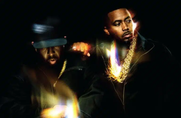 Nas and DJ Premier posing for LIGHT-YEARS