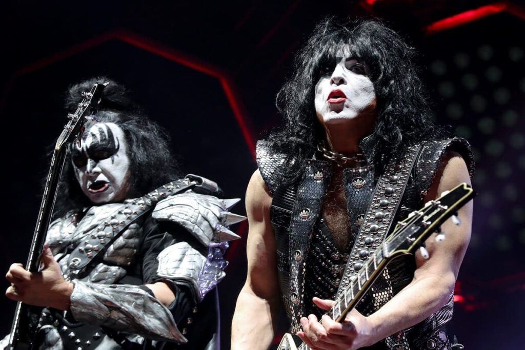Gene Simmons and Paul Stanley of KISS entertain the crowd at the KFC Yum Center on March 12, 2019.