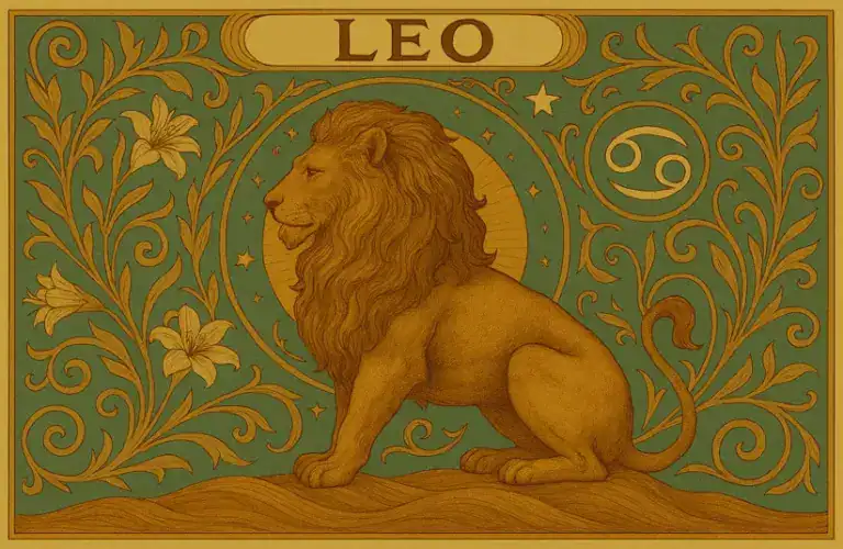 Leo zodiac horoscope sign in Art Nouveau style
