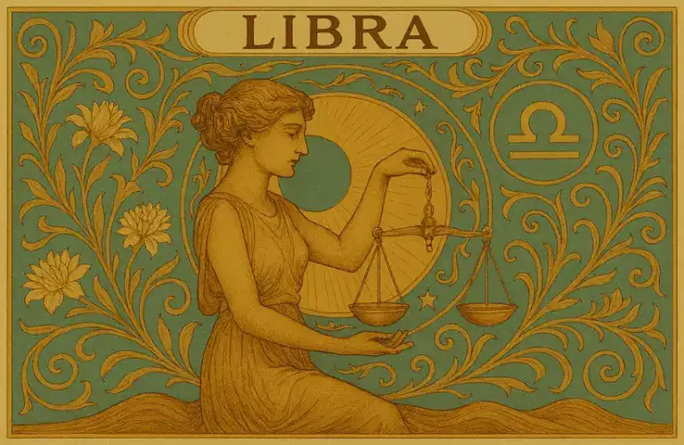 Libra zodiac horoscope sign in Art Nouveau style