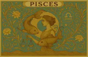 Pisces zodiac horoscope sign in Art Nouveau style