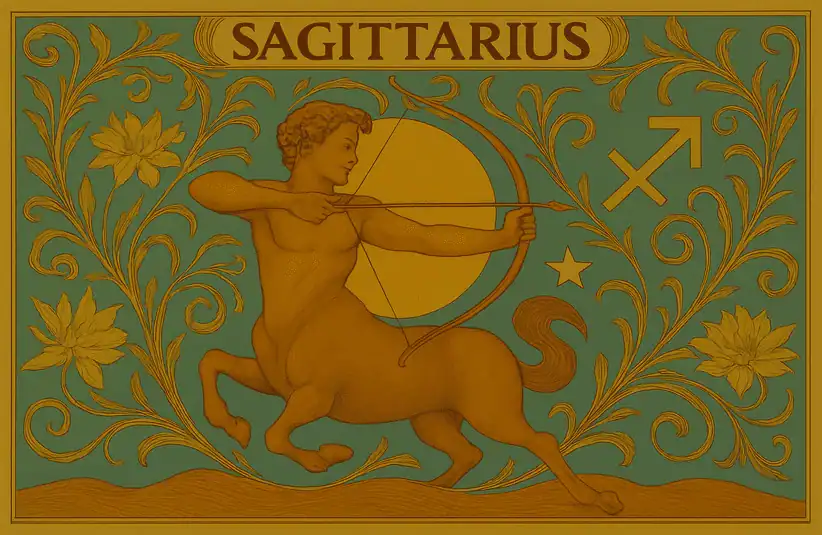 Sagittarius zodiac horoscope sign in Art Nouveau style