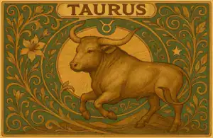 Taurus zodiac horoscope sign in Art Nouveau style