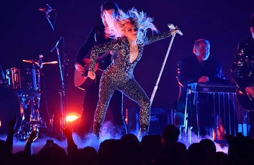 February 10, 2019; Los Angeles, CA, USA; Lady Gaga performs \"Shallow\" during the 61st Annual GRAMMY Awards on Feb. 10, 2019 at STAPLES Center in Los Angeles, Calif. Mandatory Credit: Robert Hanashiro-USA TODAY NETWORK
