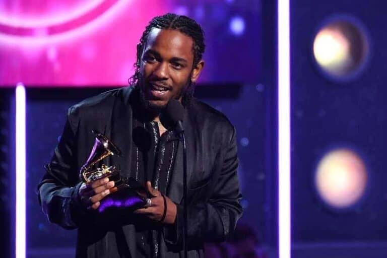Kendrick Lamar accepts Best Rap Album during the 60th Annual Grammy Awards at Madison Square Garden.
