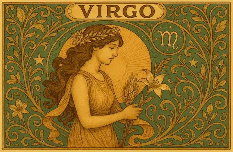 Virgo zodiac horoscope sign in Art Nouveau style