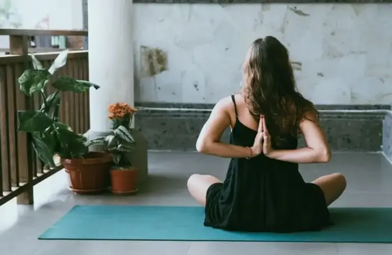 woman doing yoga, home yoga
