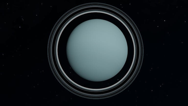 Captivating view of Uranus showcasing its distinct rings and celestial surroundings. Uranus retrograde