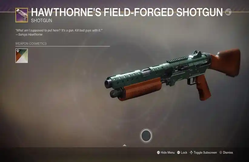Destiny 2: Renegades Hawthorne’s Field-Forged Shotgun