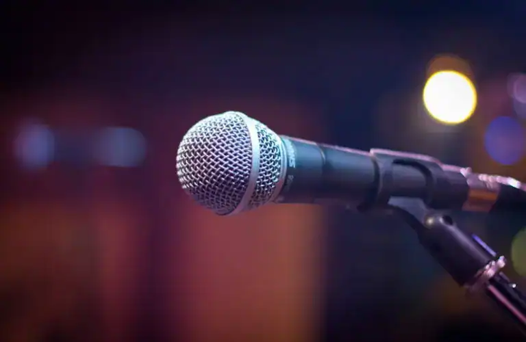 A microphone used by Comedians on stage.