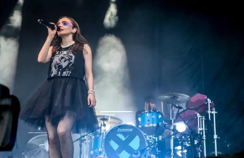 Chvrches performs at the Hinterland Music Festival in St. Charles, Iowa in 2018.