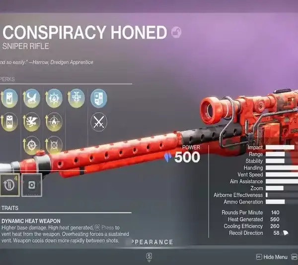 Conspiracy Honed God Roll Guide in Destiny 2