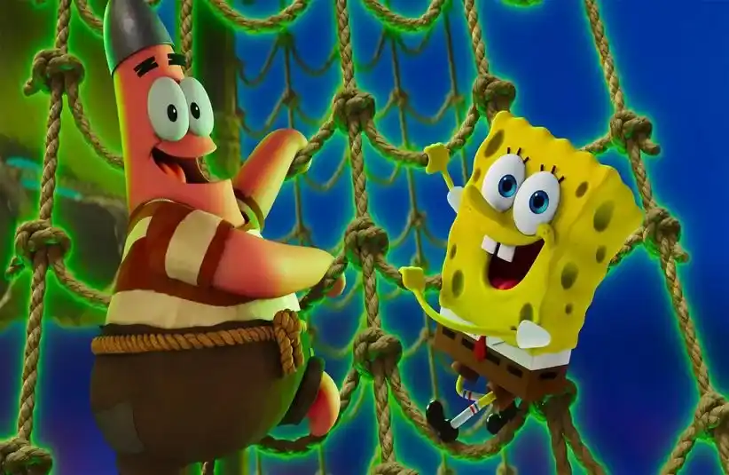 Still image of Patrick and SpongeBob from "The SpongeBob Movie: Search for SquarePants"