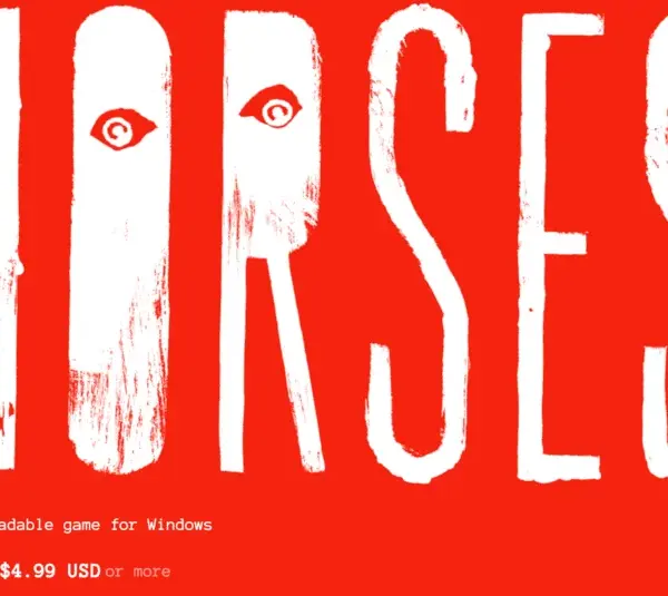 Horses, Santa Ragione, black and white silent film style interactive game, immersive but extremely unsettling imagery, gore, violence, trauma, suicide, content warning from developer, banned game, website title, windows game purchase on official website