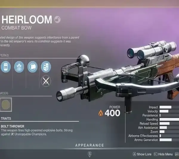 Destiny 2 Heirloom Review