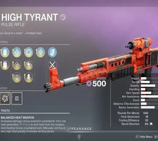 High Tyrant God Roll Guide in Destiny 2