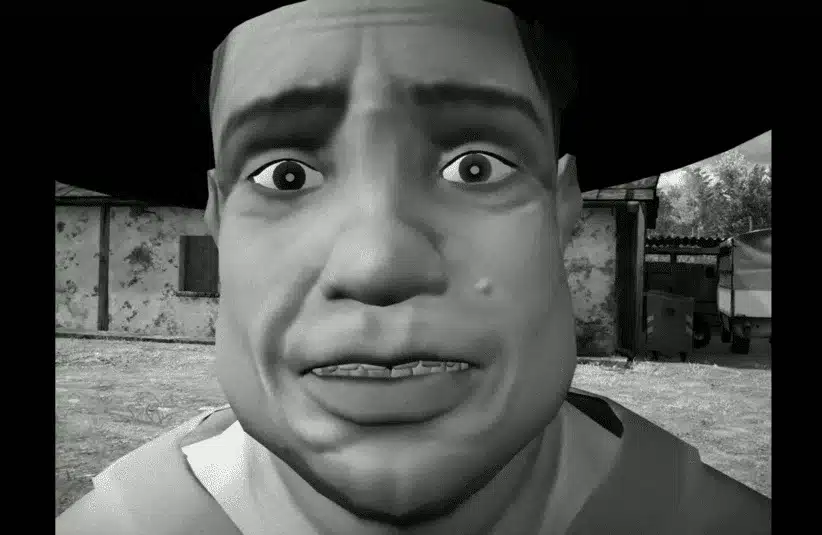 Horses, Santa Ragione, black and white silent film style interactive game, immersive but extremely unsettling imagery, gore, violence, trauma, suicide, content warning from developer, banned game, sadistic farmer